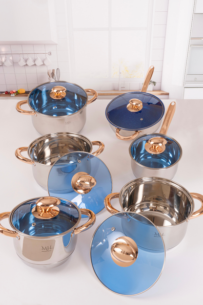 12 Piezas Batería de cocina Modelo Santorini